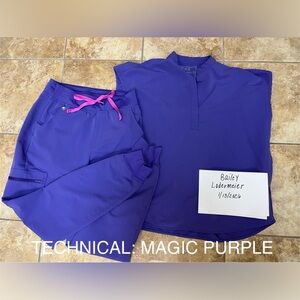 FIGS Purple Scrub Set with Pink Accents- Rafaela/joggers
